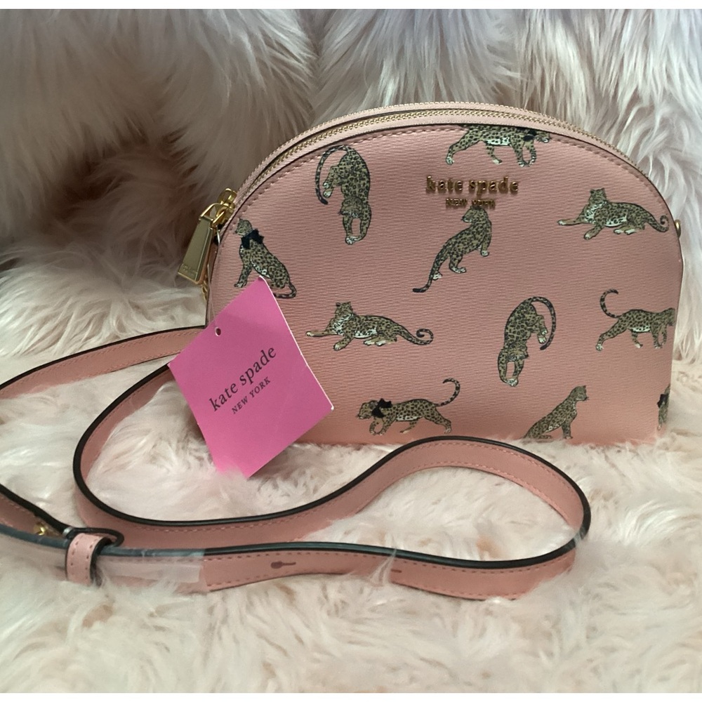 Kate Spade NWT pink leopard crossbody bag with gold hardware. - Picture 1 of 9